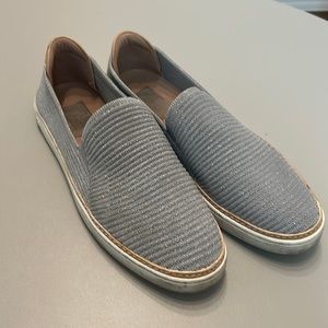 UGG silver metallic slip on, size 8
